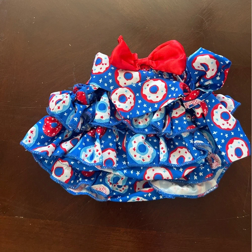 Red and Blue Diaper Cover with Bow